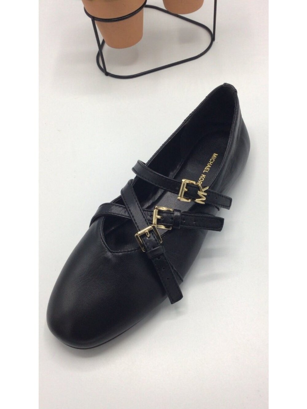 Michael Kors Indy Flex Leather Ballet Flats - Black Mary Jane Style NIBox Size 6